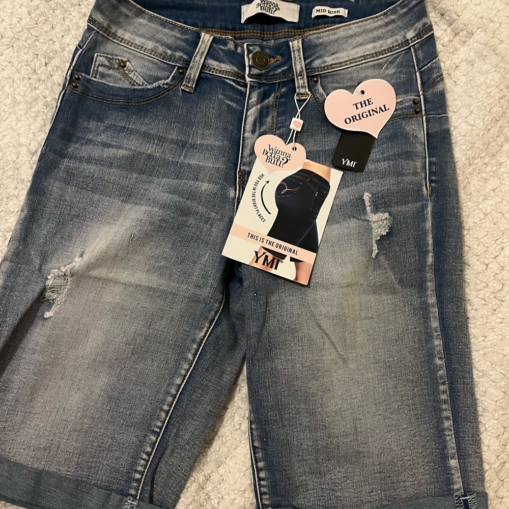 YMI WannaBettaBut Mid Rise Jean Shorts